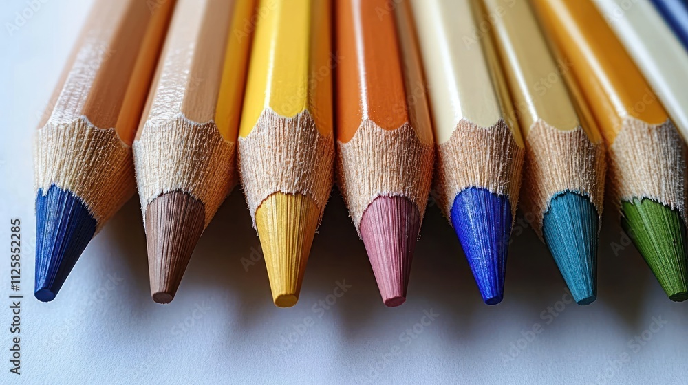 Close-up of sharpened colored pencils. Close-up of sharpened colored pencils.