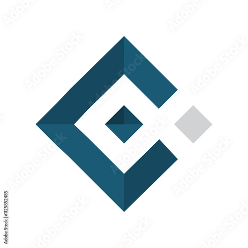 This is an abstract logo design of a letter C in blue and grey color in square diamond shape that looks clean on a white background