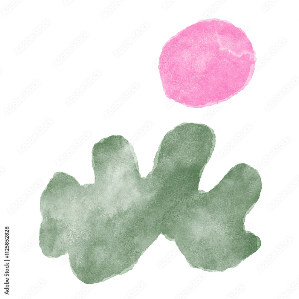 Pink Green Watercolour Shapes Decoration Pink Green Watercolour Shapes Decoration