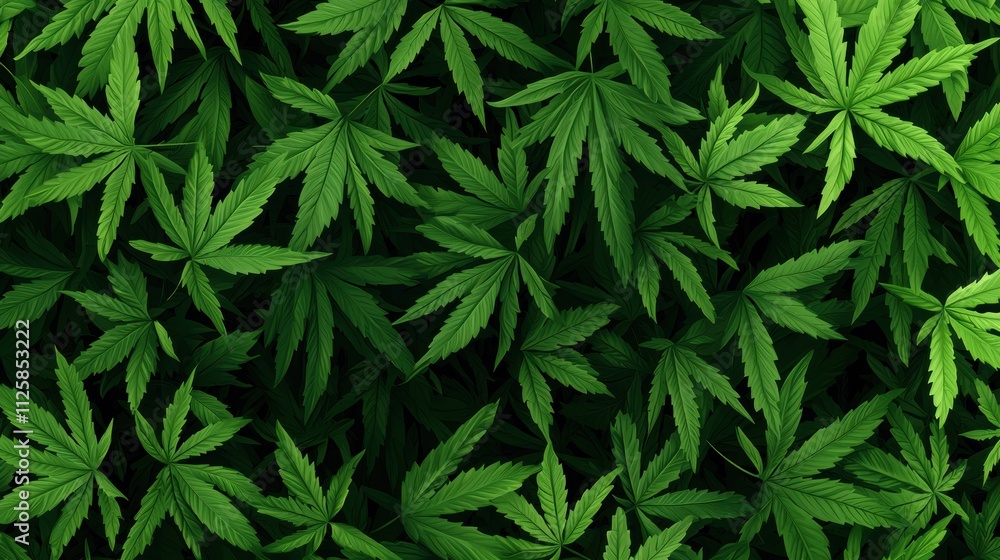 Lush green cannabis leaves background pattern Lush green cannabis leaves background pattern