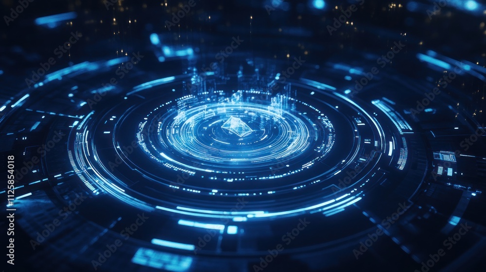 Home icon, digital hologram with white and blue highlights Home icon, digital hologram with white and blue highlights