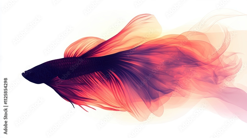 Obraz premium A stylized illustration of a flowing betta fish with vibrant colors.