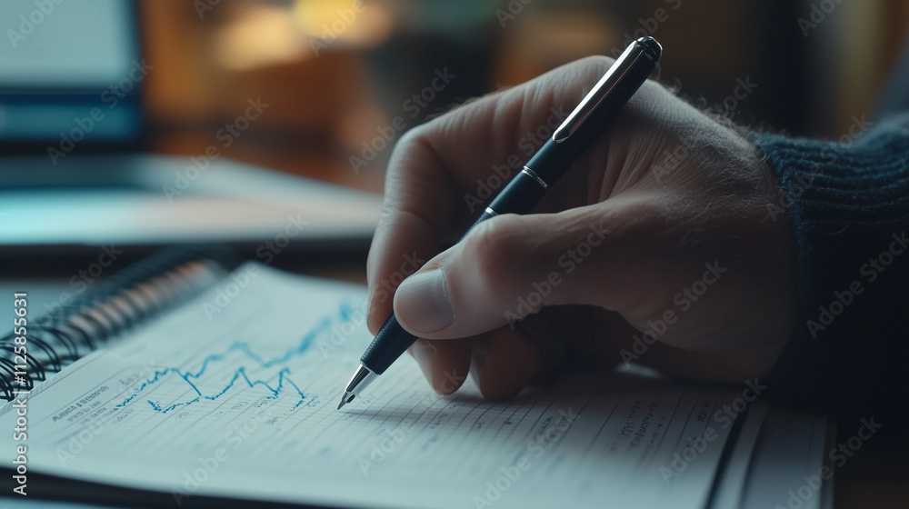 Hand Writing in Notebook with Pen Hand Writing in Notebook with Pen