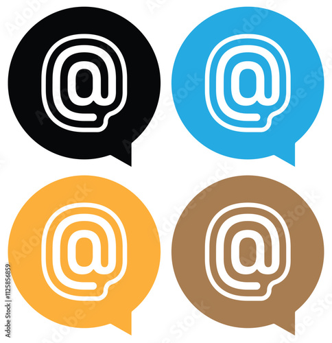 Mention icon. Tag sign icon. Use for mention, comment, message, Tag, Reference, social media, sms, text, email, mail sign symbol. Vector illustration. 