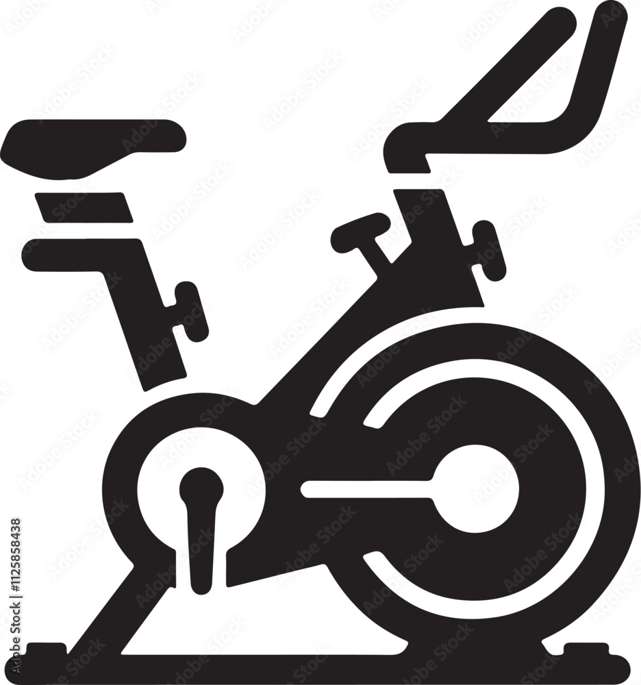 Exercise Bike Silhouette Vector Icon Illustration - Fitness Graphic Design Exercise Bike Silhouette Vector Icon Illustration - Fitness Graphic Design