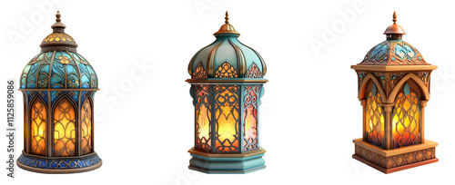 Decorative Lanterns on Transparent Background