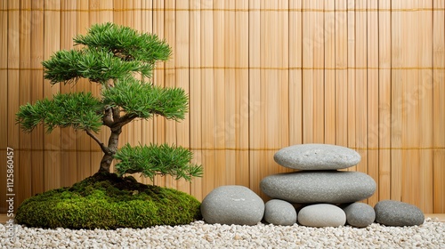 Zen Indoor Garden A serene collection of decorative bonsai trees photo