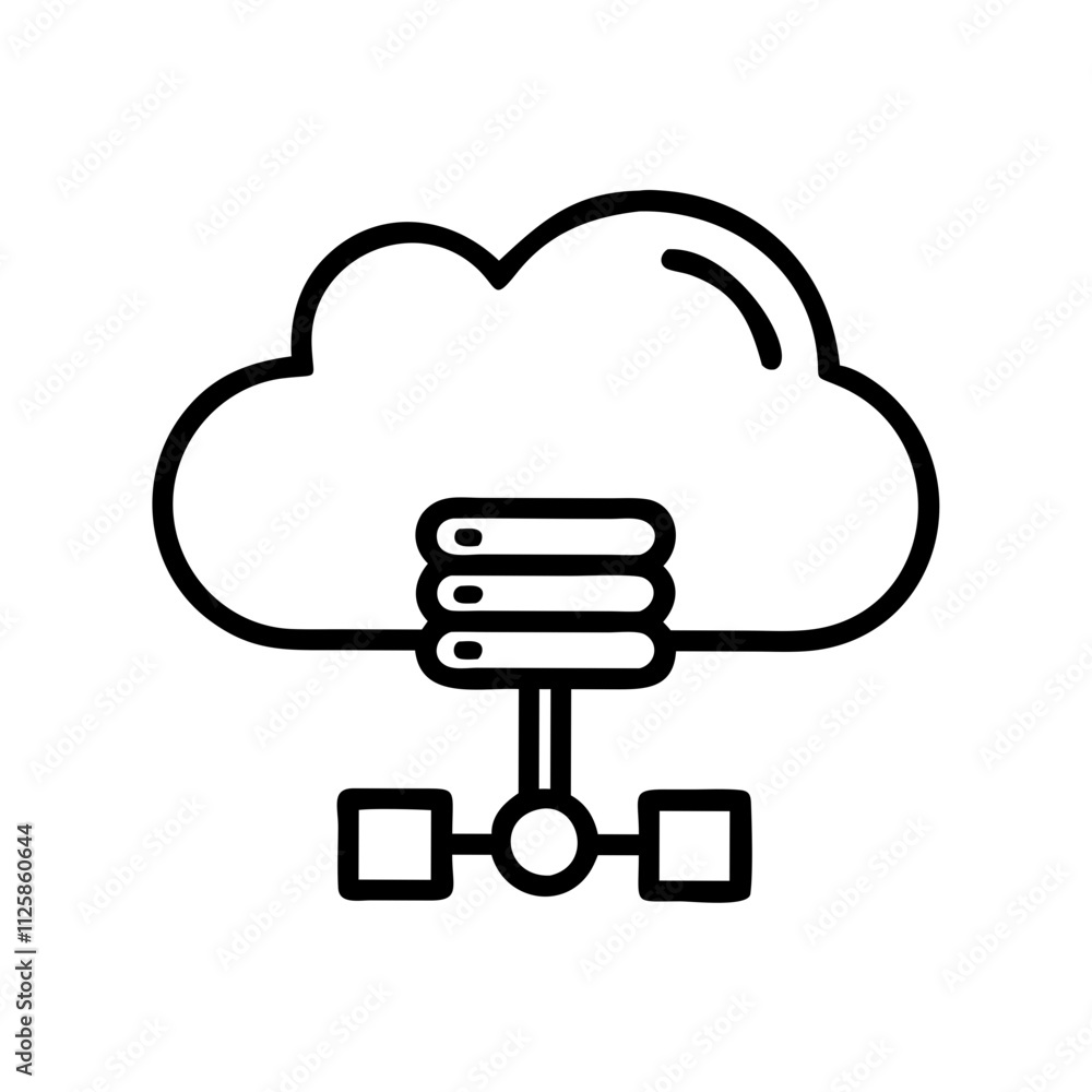 Cloud Hosting VPS icon outline line art style Cloud Hosting VPS icon outline line art style