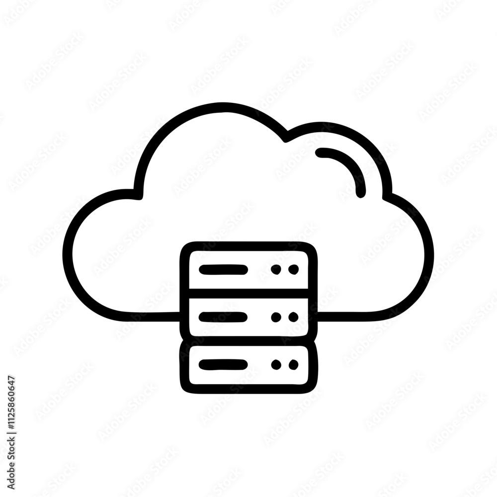 Cloud Hosting VPS icon outline line art style Cloud Hosting VPS icon outline line art style