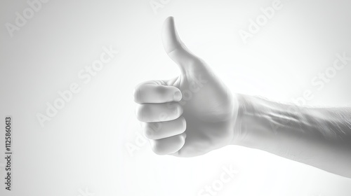 Hand giving a thumbs up gesture, white isolated background.