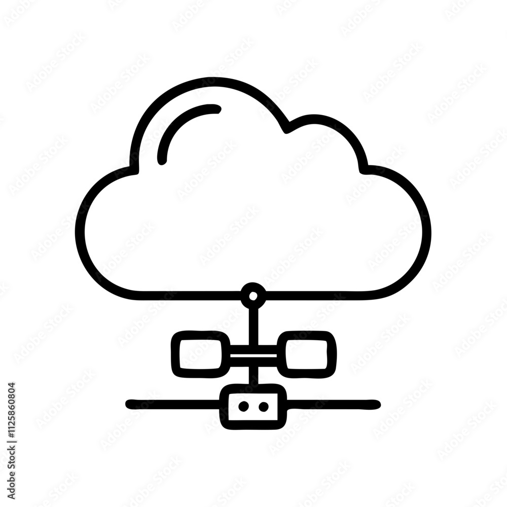 Cloud Hosting VPS icon outline line art style Cloud Hosting VPS icon outline line art style