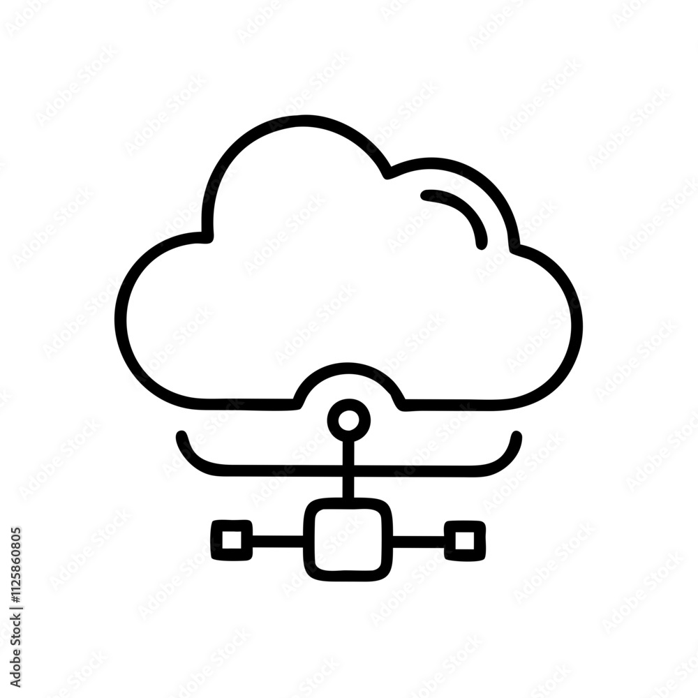 Cloud Hosting VPS icon outline line art style Cloud Hosting VPS icon outline line art style