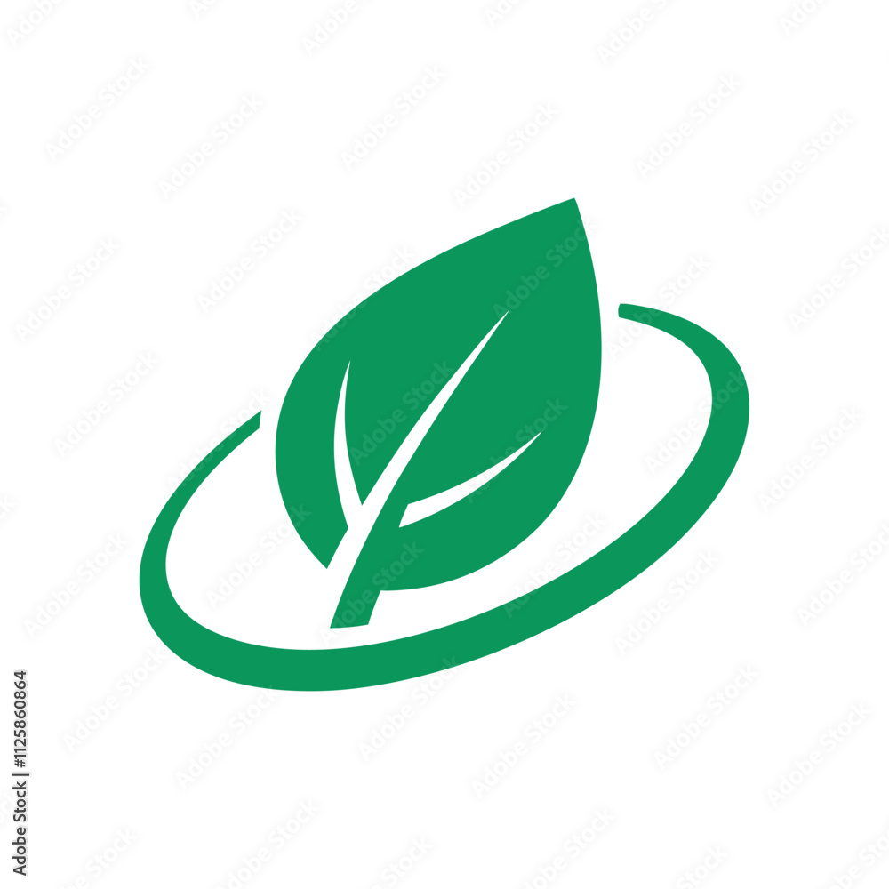 minimalist green leaf logo design on white background minimalist green leaf logo design on white background