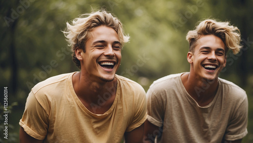 Blond Young Men Laughing