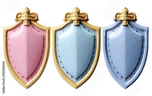 Colorful Shields Isolated on Transparent Background photo