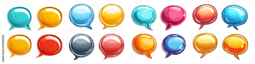 Colorful Speech Bubbles on Transparent Background Colorful Speech Bubbles on Transparent Background