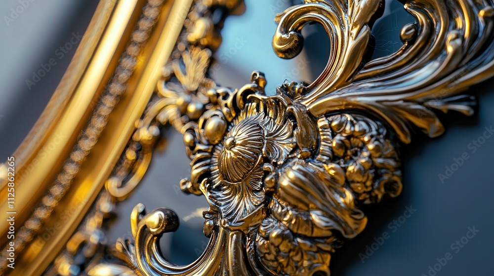 Fototapeta premium A gold ornate mirror with intricate detailing.