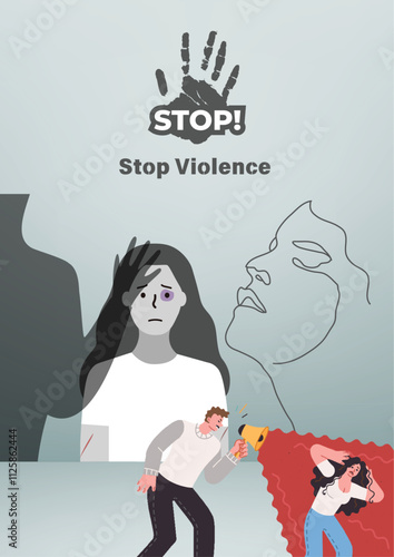 Vector illustration commemorating the end of physical and sexual violence against women