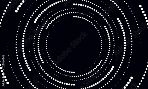 Sound wave rhythm lines spiral dynamic abstract vector background in circle dot shape