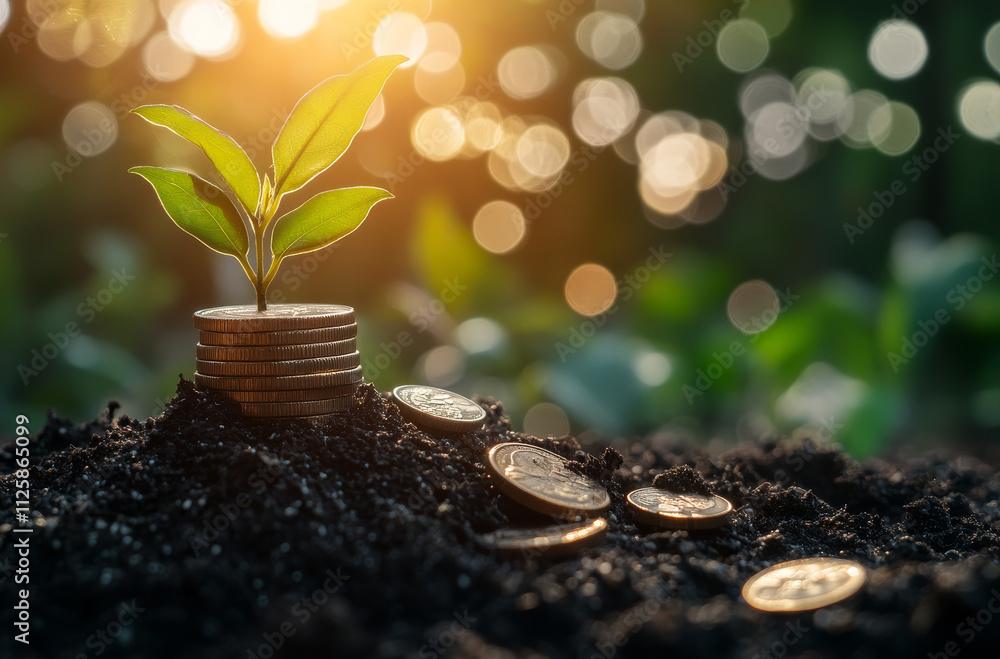 plant growing on coins plant growing on coins