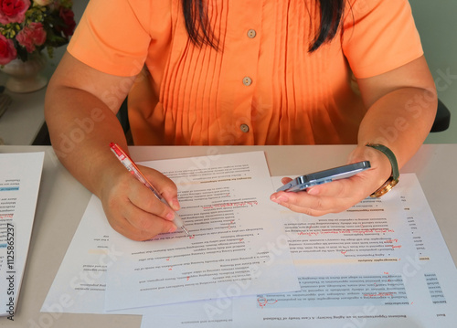 English proofreading paper in office