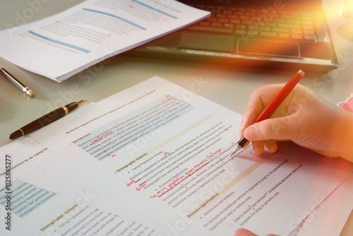 English proofreading paper in office