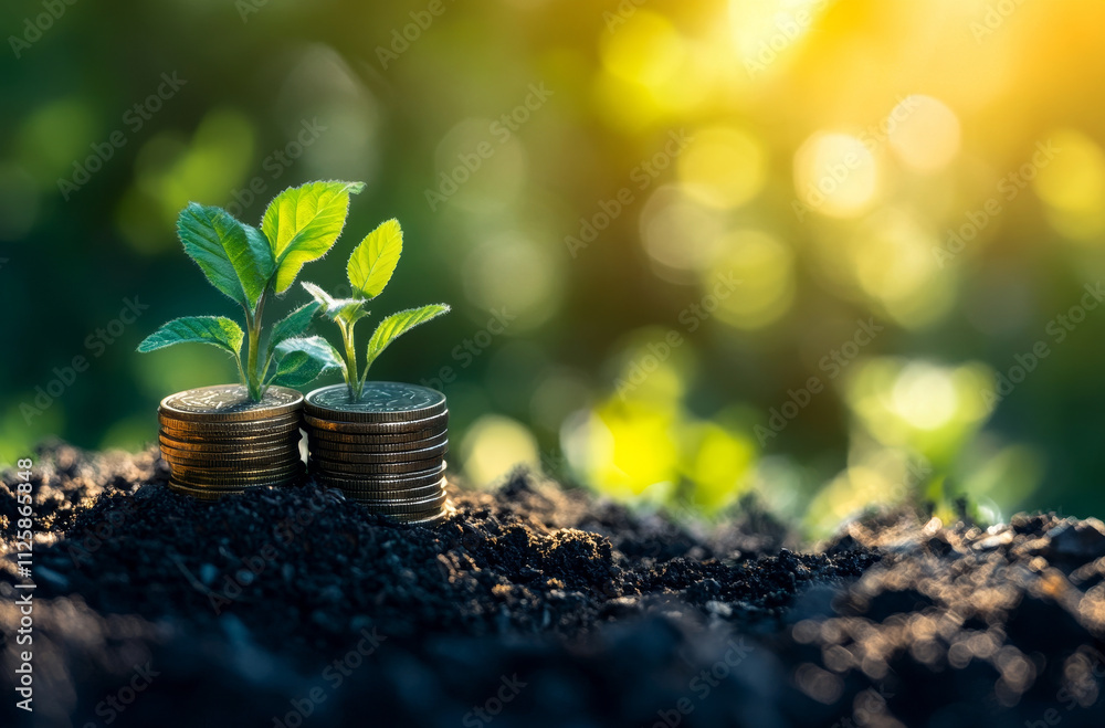 plant growing on coins plant growing on coins