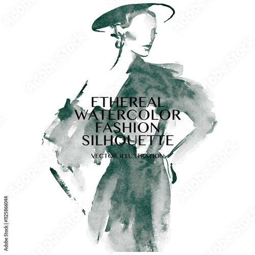 Abstract fashion silhouette, vector ink illustration.