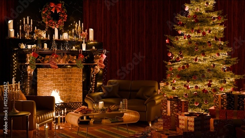 Celebration christmas room interior decoration photo