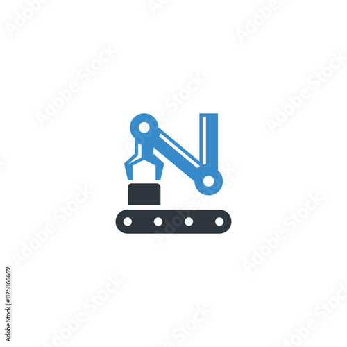 Letter N Robot Arm Logo. Vector Stok Robotic Manipulator Arm Logo Template Handling