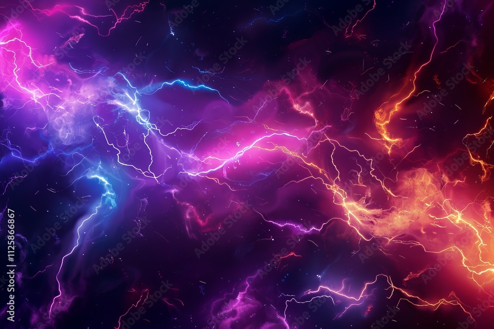 Fototapeta premium Lightning in the space. Abstract background