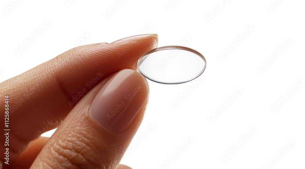 PNG, Contact lens, lens in hands, isolated on white background, created with Generative AI technology. PNG, Contact lens, lens in hands, isolated on white background, created with Generative AI technology.