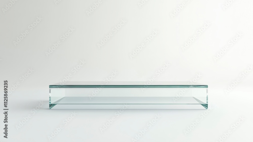 Modern Glass Coffee Table on White Background - Minimalist Design Modern Glass Coffee Table on White Background - Minimalist Design