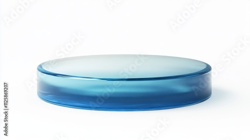 Cylindrical Blue Glass Display Stand on White Background - Minimal Product Presentation