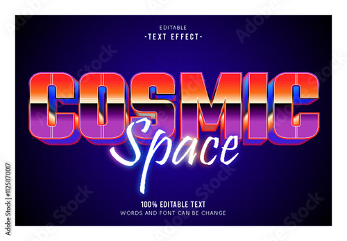 Cosmic Space editable text effect 3d emboss 80’s style
