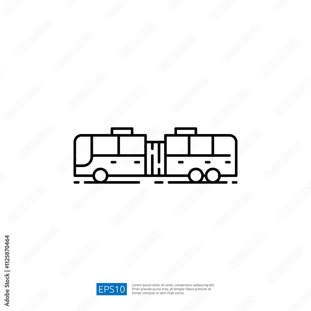 A simple line drawing of two connected buses, illustrating public transport. A simple line drawing of two connected buses, illustrating public transport.