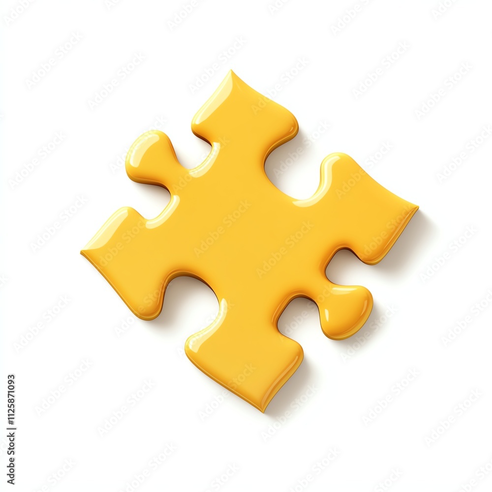 Yellow puzzle piece on a white isolated background. Yellow puzzle piece on a white isolated background.