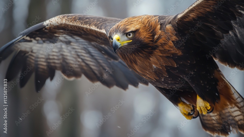 Obraz premium Close up of a majestic eagle soaring through the sky