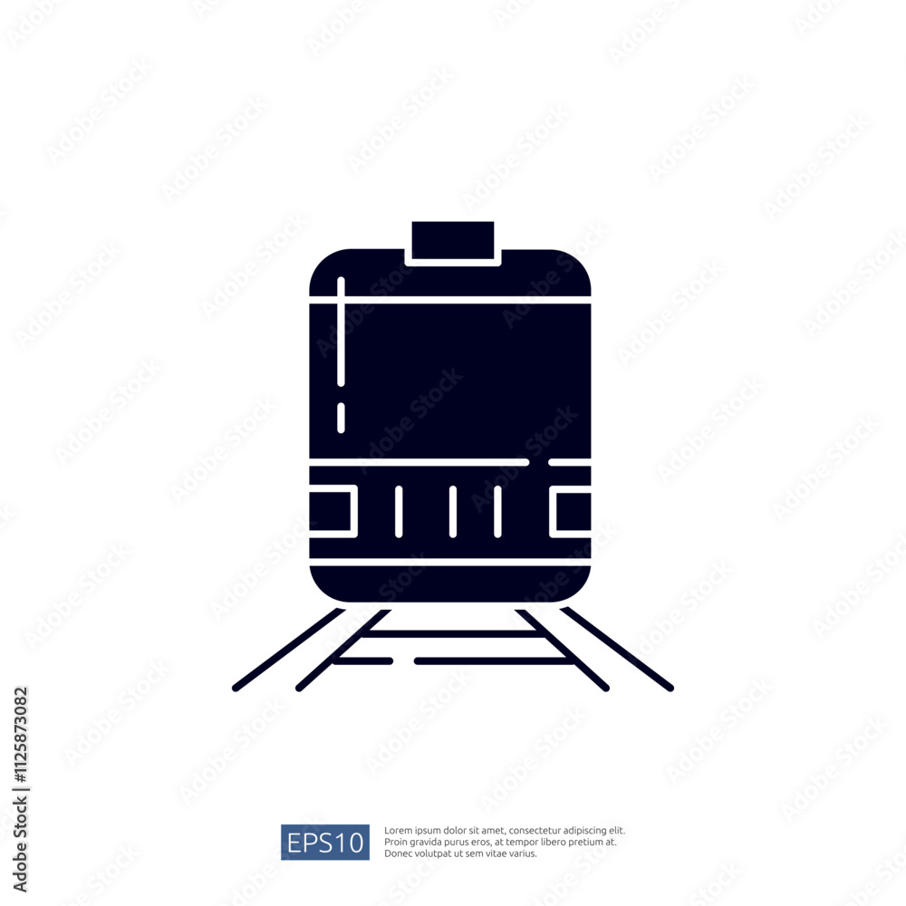 A simple graphic illustration of a train on tracks, representing transportation and travel. A simple graphic illustration of a train on tracks, representing transportation and travel.