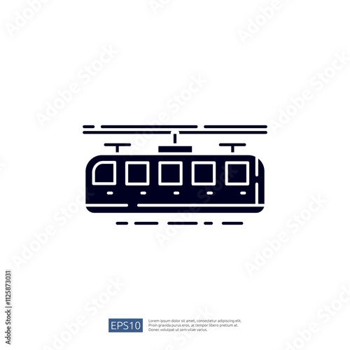 A minimalist illustration of a cable car, showcasing its structure and design. Suitable for transportation-related themes and graphic resources.