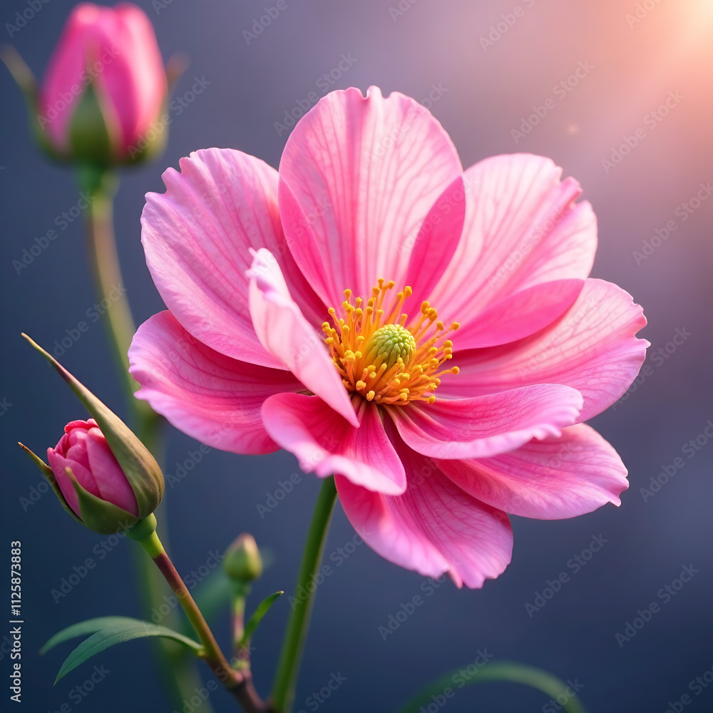 Obraz premium dreamy style illustration close up flower with copy space idea for spring season background or wallpaper,