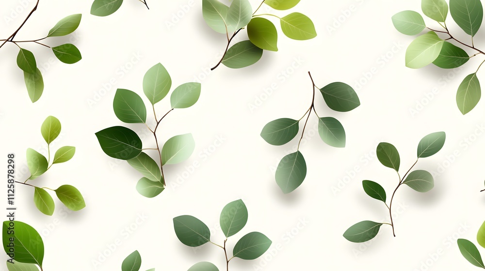 Obraz premium Minimalist leaf shapes pattern design nature environment digital artwork serene background aesthetic viewpoint for modern decor