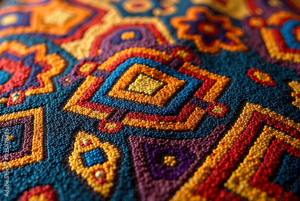 Colorful geometric Ndebele art pattern on South African textile fabric, Ndebele, traditional, art, pattern, South African Colorful geometric Ndebele art pattern on South African textile fabric, Ndebele, traditional, art, pattern, South African