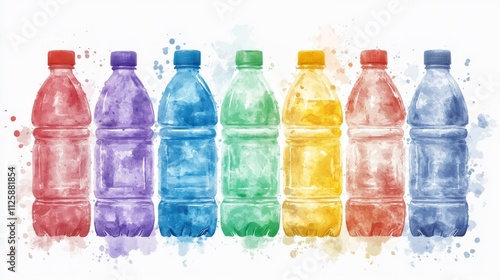 Dynamic Sports Drink Bottles in Watercolor Style