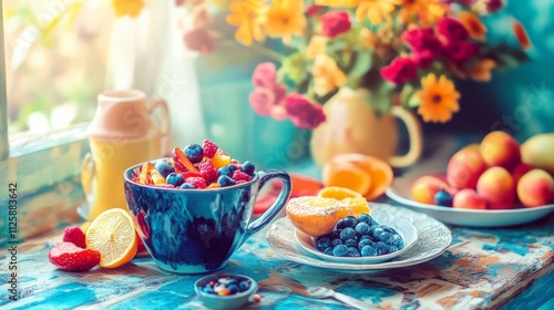 Fresh Fruit Breakfast Table Arrangement