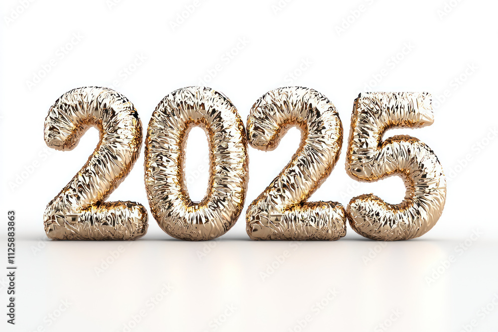 A Shiny golden numbers representing year 2025, reflecting light beautifully A Shiny golden numbers representing year 2025, reflecting light beautifully