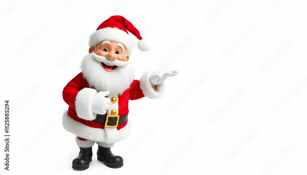 Smiling Santa Claus pointing on blank advertisement banner background with copy space.A cheerful and friendly Santa Claus points to an empty advertisement banner, offering a perfect opportunity for ad Smiling Santa Claus pointing on blank advertisement banner background with copy space.A cheerful and friendly Santa Claus points to an empty advertisement banner, offering a perfect opportunity for ad