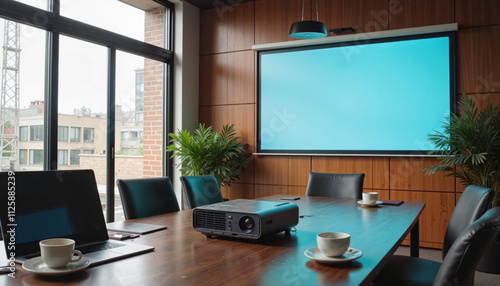 Wallpaper Mural Conference room with projector and blank screen setup Torontodigital.ca
