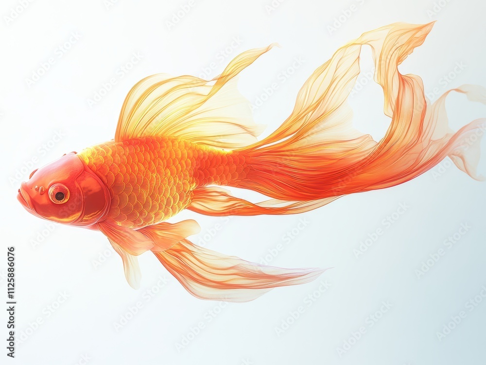 Fototapeta premium A vibrant goldfish swimming gracefully with flowing fins.
