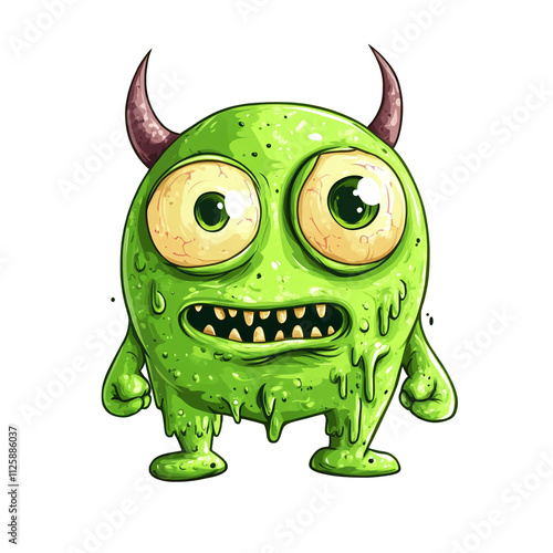 Gooey Green Monster with Horns: A Digital Illustration photo